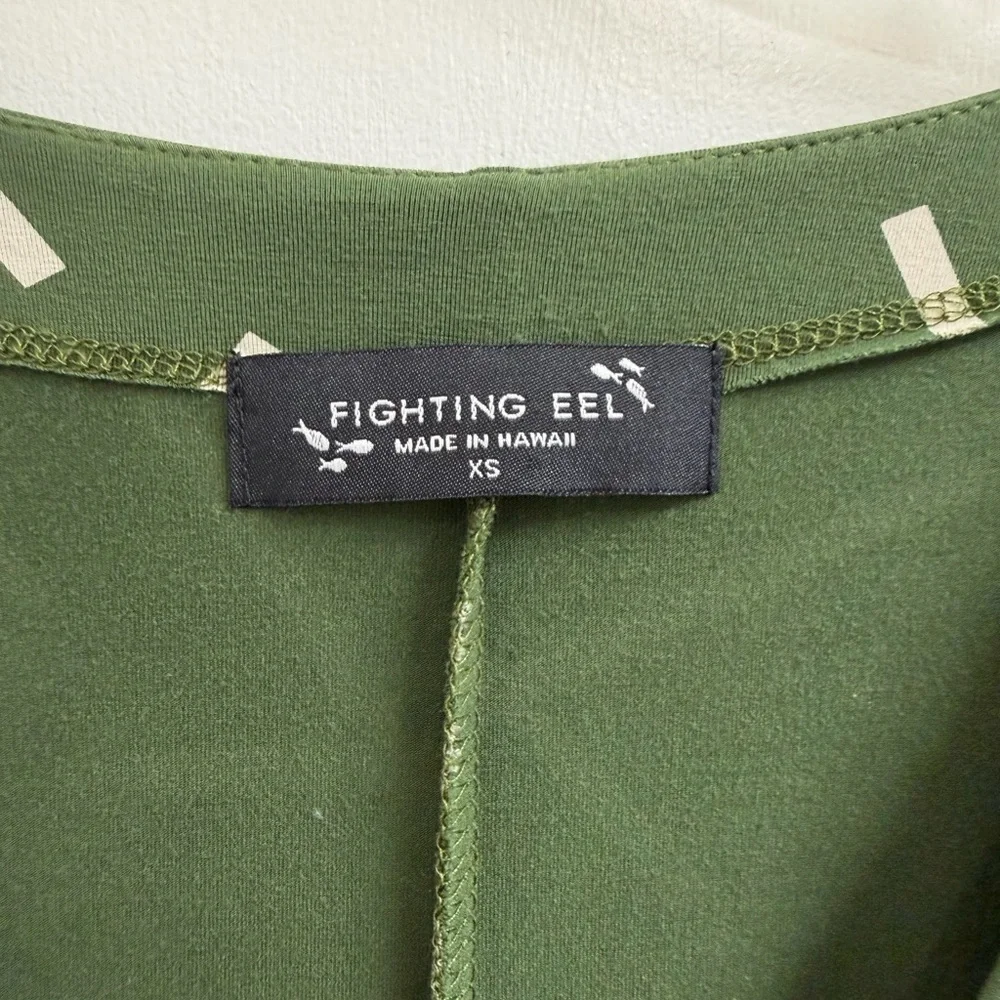 Fighting Eel Olive and White Midi Chopstick Dress - Picture 2 of 5